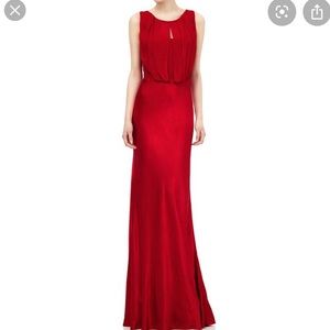 Anthropologie Bhldn Red Satin Dress